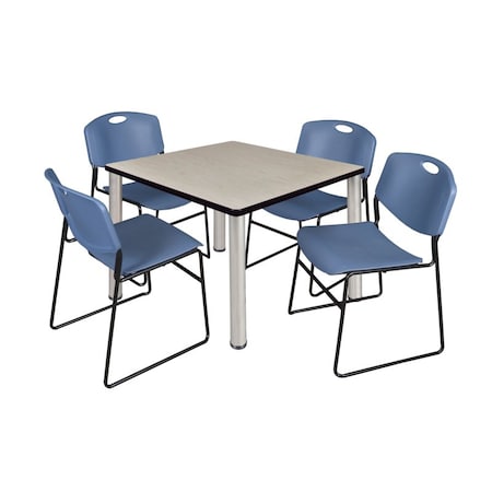 Kee/Zeng Kee Square Table & Chair Set, Wood, Metal, Polypropylene Top TB4242PLBPCM44BE